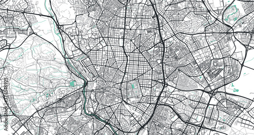 Detailed vector map of Madrid, Spain