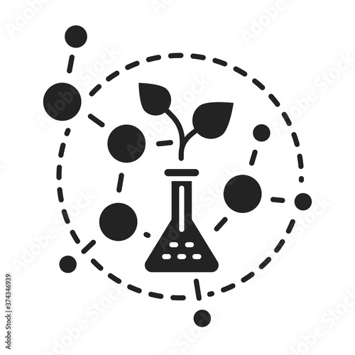 Genetically modified plant grown in test tube black glyph icon. Isolated vector element. Outline pictogram for web page, mobile app, promo.