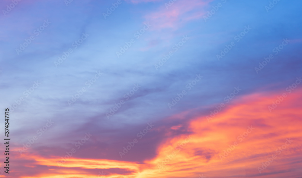 silhouette sunset sky background. The bright sunset and colorful sky background