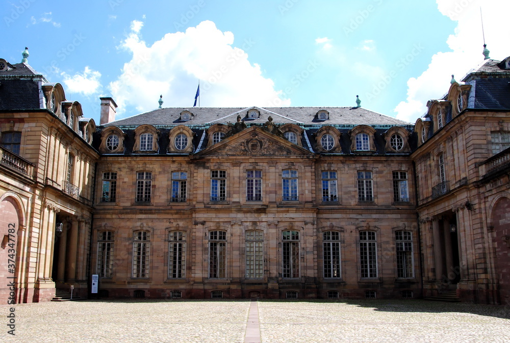 Strasbourg, courtyard of the Rohan Palace (Palais Rohan) built in 1742, former residence of the prince-bishops and cardinals of the House of Rohan, now housing museums 