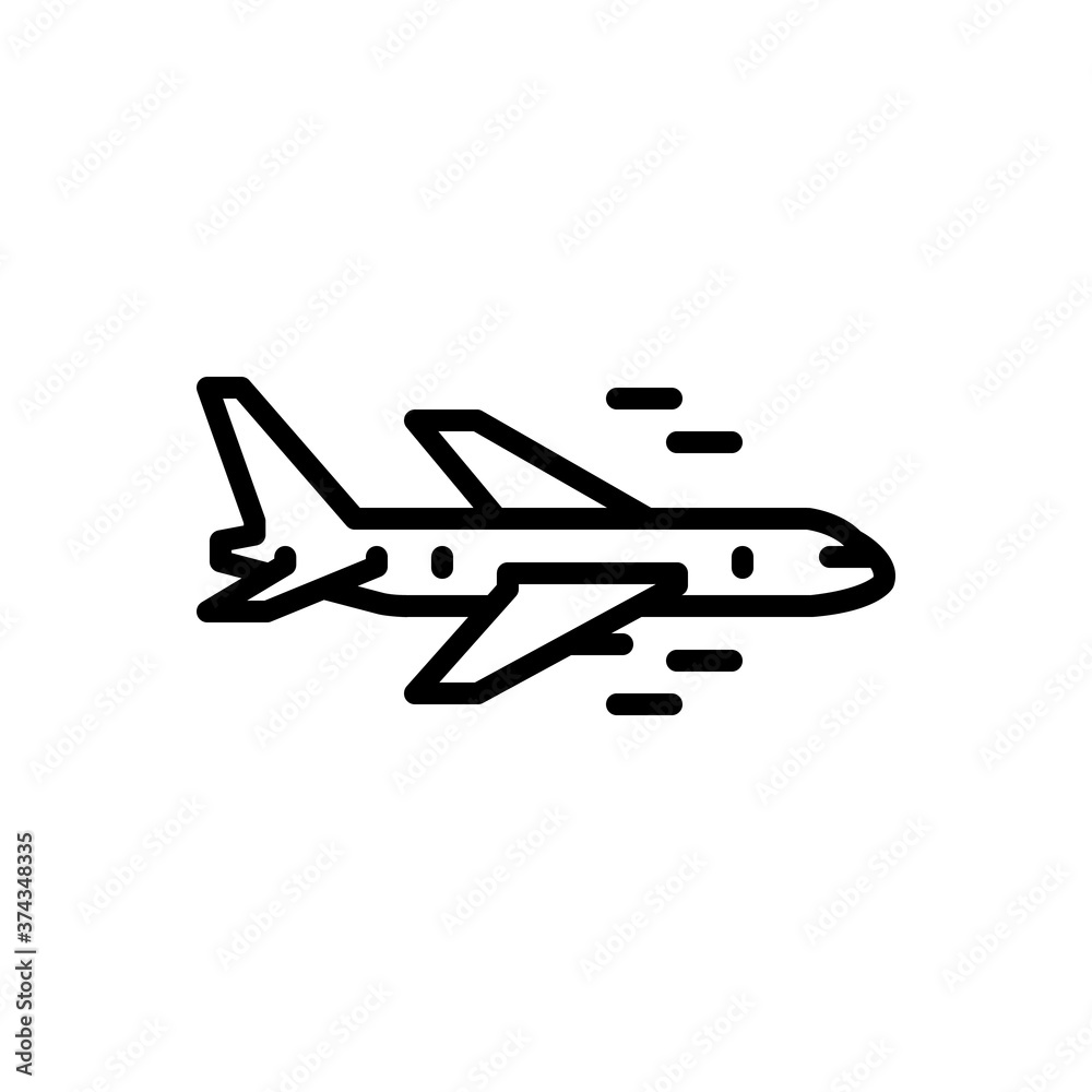 Black line icon for aircraft