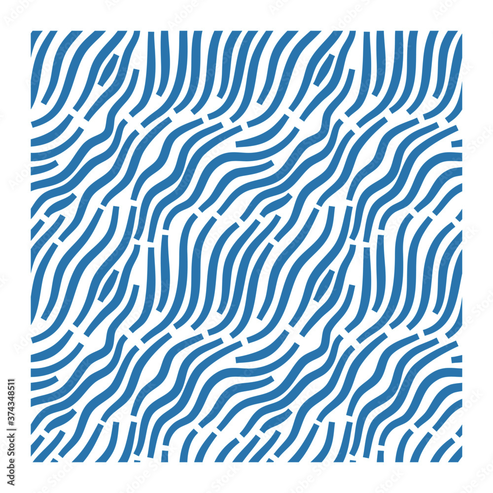 Seamless pattern of blue diagonal waves with blunt ends. Design for backdrops with sea, rivers or water texture.