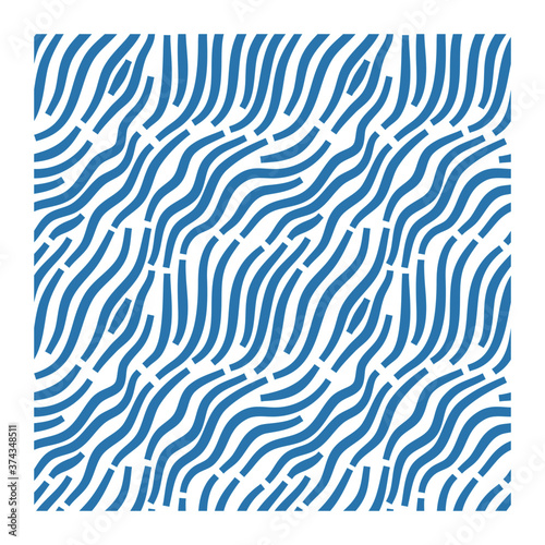 Seamless pattern of blue diagonal waves with blunt ends. Design for backdrops with sea  rivers or water texture.