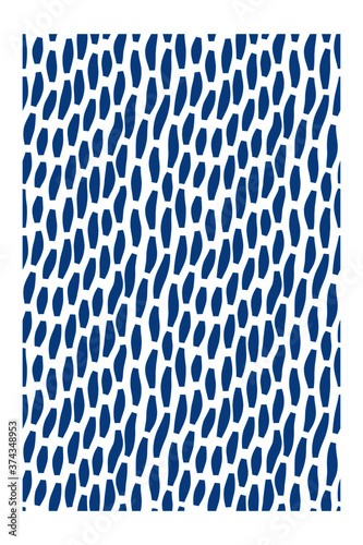 Horizontal seamless pattern of vertical blue ink lines with blunt ends.