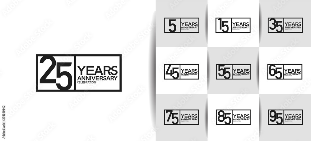 Anniversary logotype set with black color on white background. vector ...
