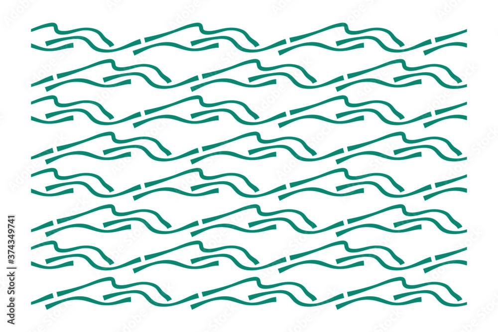 Seamless pattern of turquoise waves with blunt ends. Design for backdrops with sea, rivers or water texture.