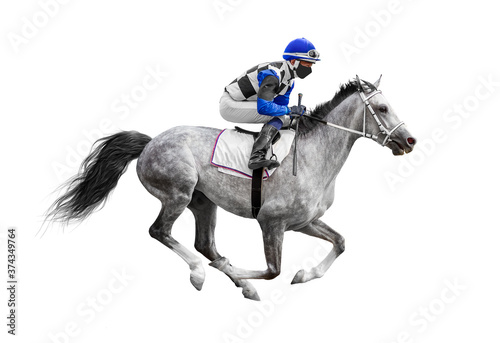 Obraz na płótnie Racing, background, horses, racetrack isolated on white background