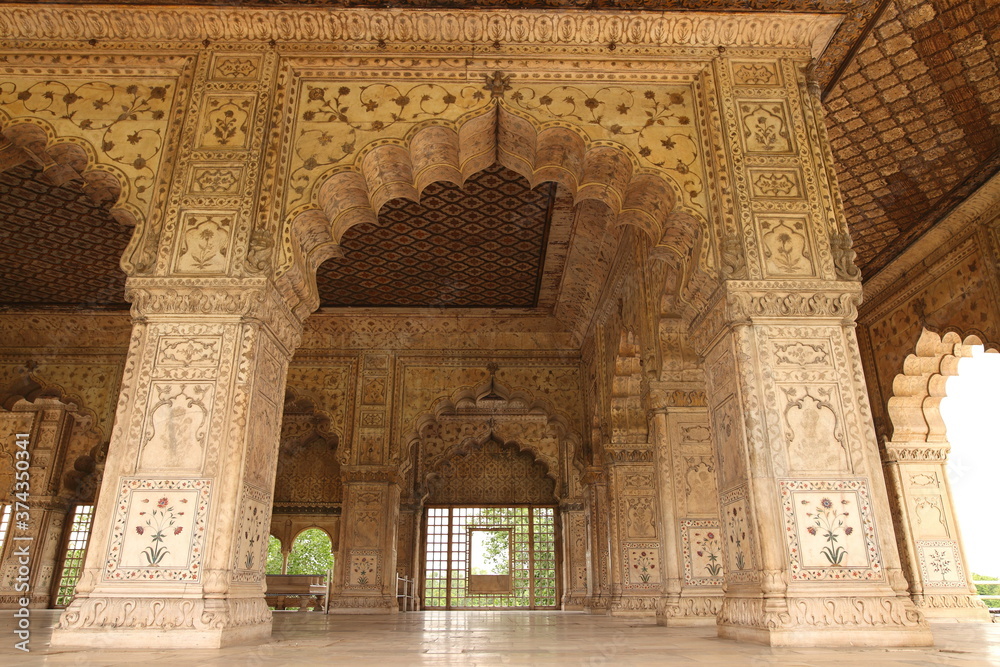 Red fort in Dehli, India. Views of architectural details.
