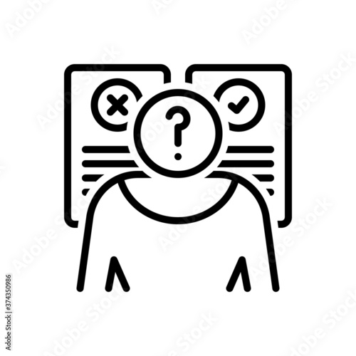 Black line icon for hypothesis