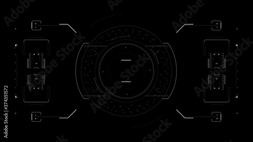 Target circle 2d HUD (heads up display) design animation, futuristic loading pending screen interface, gaming or drone footage overlay in 4k.