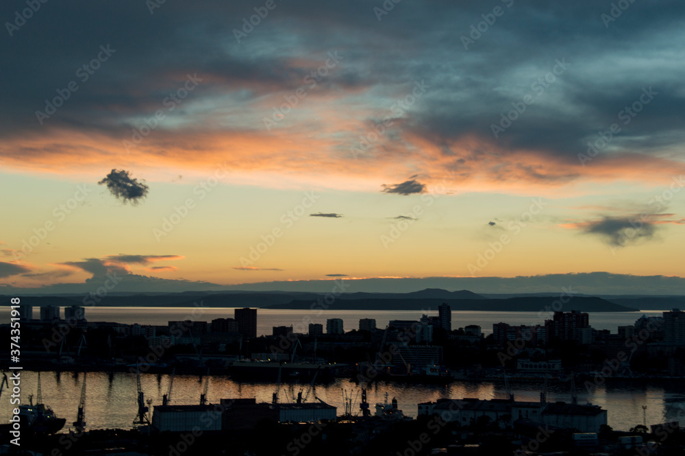 sunset over the city