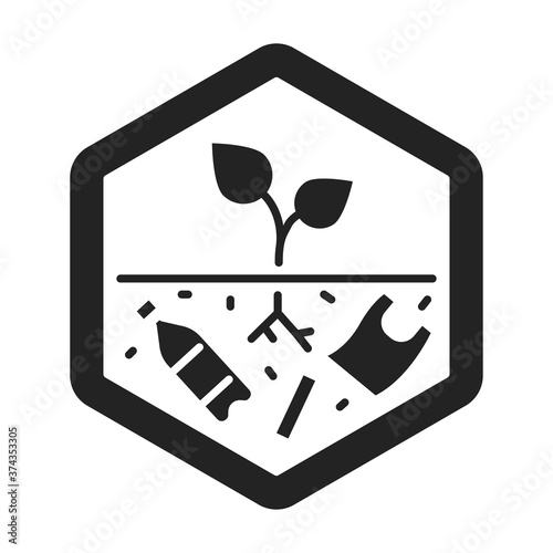 Land degradation black glyph icon. Ecological disaster. Isolated vector element. Outline pictogram for web page, mobile app, promo. Vector illustration