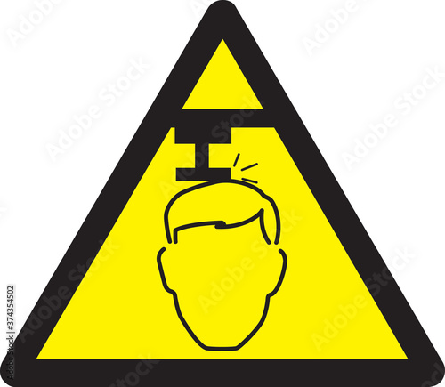 Caution fixed overhead hazard warning signs