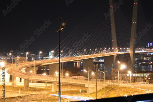 Night view of the Golden Bridge, Vladivostok