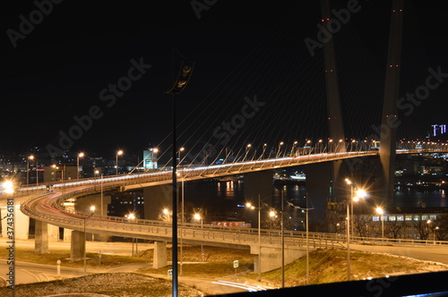Night view of the Golden Bridge, Vladivostok