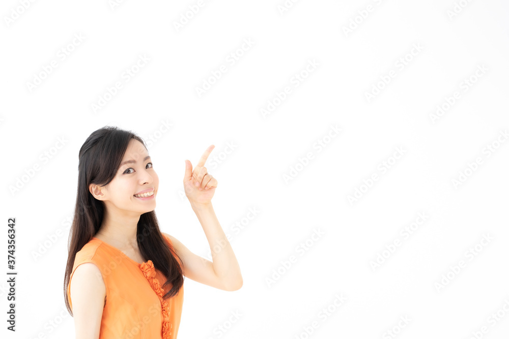 指差す女性 指差す女性