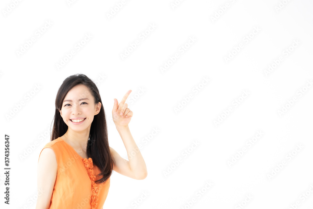 指差す女性 指差す女性