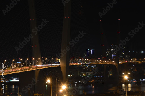 Night view of the Golden Bridge, Vladivostok