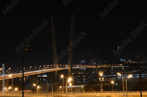 Night view of the Golden Bridge, Vladivostok