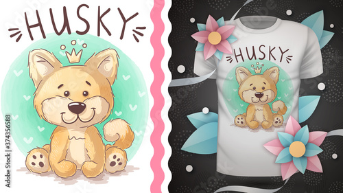 Cute teddy husky - idea for print t-shirt