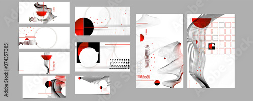 Poster design Japanese style templates set invitations