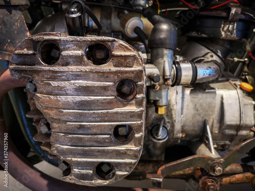 close up detail of an old motorcycle