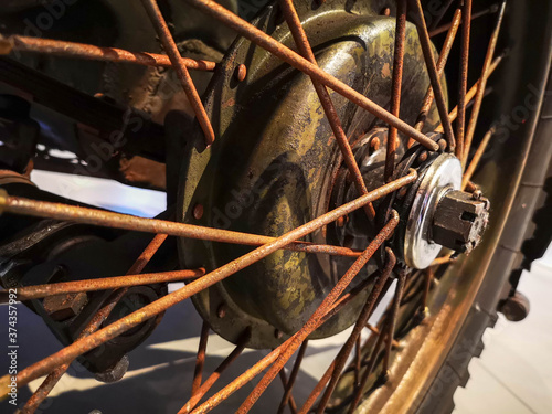 close up detail of an old motorcycle