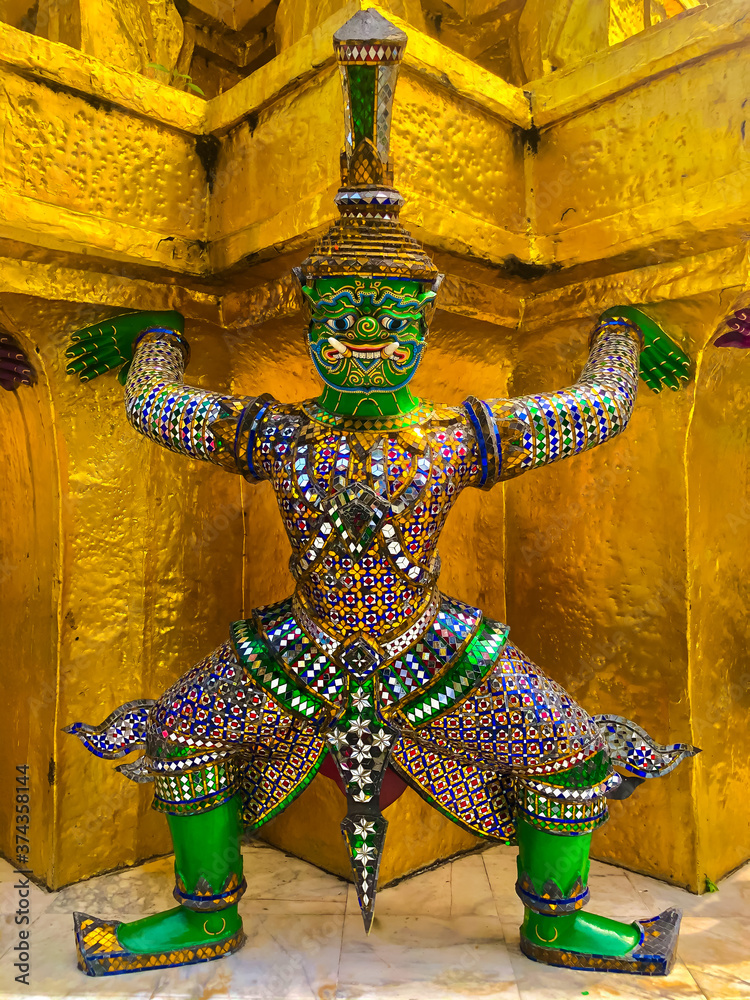 Giant carrying pagoda  in Wat Phra Kaew  It is a famous temple in Thailand.