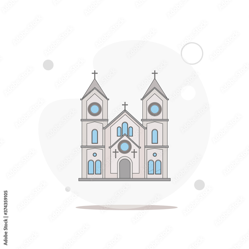 church vector flat illustration on white