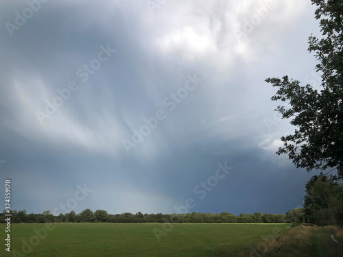 Rain clouds. Threatning Thunderclouds. Havelte Drenthe Netherlands. Holtingerveld.