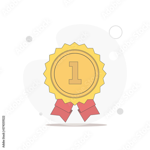 winner awards medal. first place vector flat illustration on white