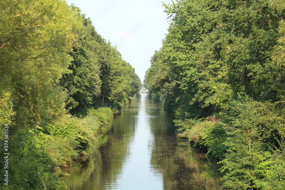 View over the Ems-Jade Canal in Aurich-Wiesens, Germany