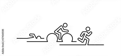 Triathlon line pattern seamless Triatlon route Training for triathletes Sports for swimming, cycling and running pictogram Quote run, bike and swim pattern Funny vector bicycle icons symbol Triathlete