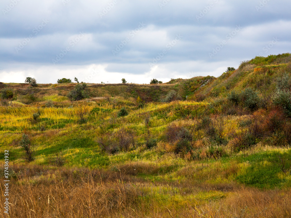 Beautiful views of the hills along the estuary. Autumn landscape Beautiful views of the hills along the estuary. Autumn landscape