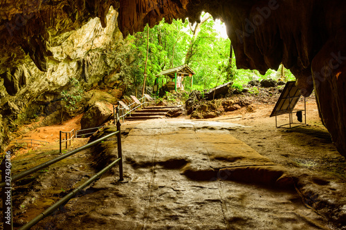 Entrance of Thamluang cave in Thamluang Khunnam Nangnon National Park photo
