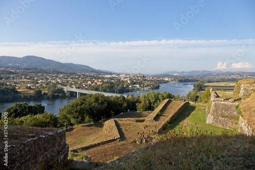 General view of Valença do Miño in Portugal, the river Miño and Tui in Spain