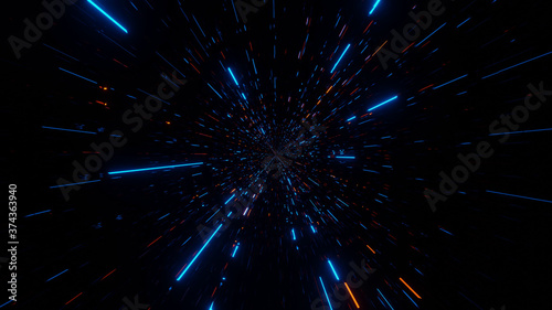 Cosmic Ray Lights in Dark Space Dimension 4k uhd 3d illustration background