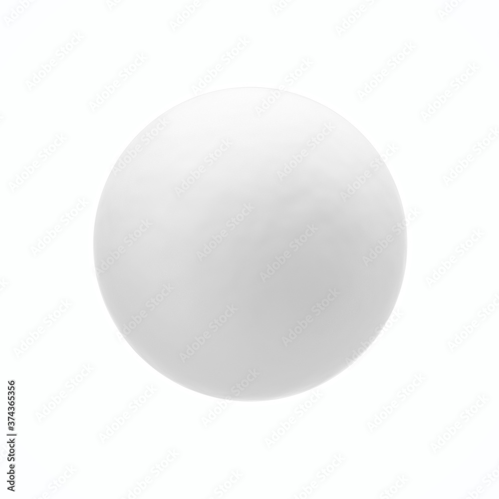 Round snowball on a white background. 3D rendering