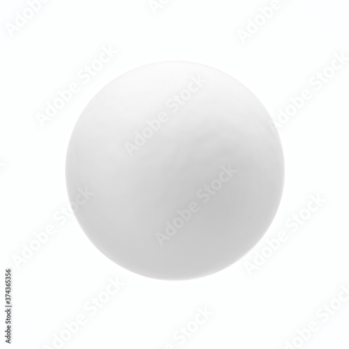 Round snowball on a white background. 3D rendering