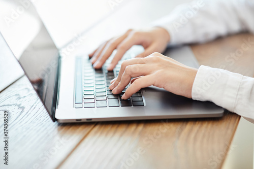 laptop hand computer technology business office communication internet typing working businesswoman © Lumos sp