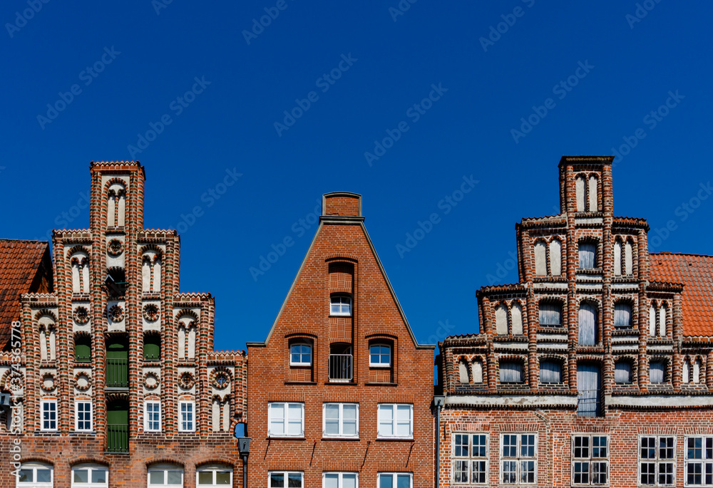 Fototapeta premium impressive historic red brick buildings in downtown Lunenburg