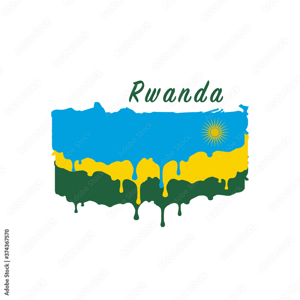 Obraz premium Painted Rwanda flag, Rwanda flag paint drips. Stock vector illustration isolated on white background