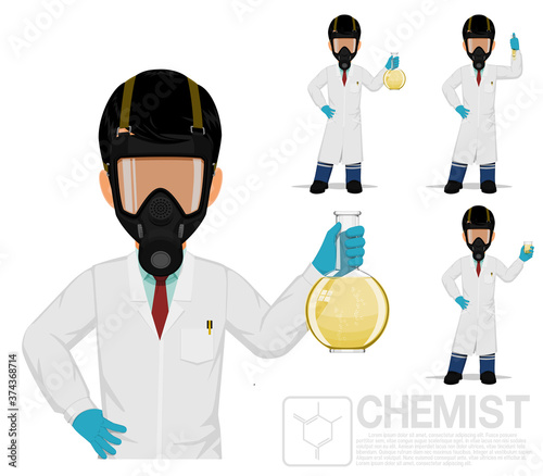 Isolated chemist on white background