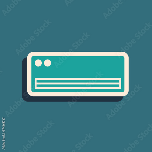 Green Air conditioner icon isolated on green background. Split system air conditioning. Cool and cold climate control system. Long shadow style. Vector.