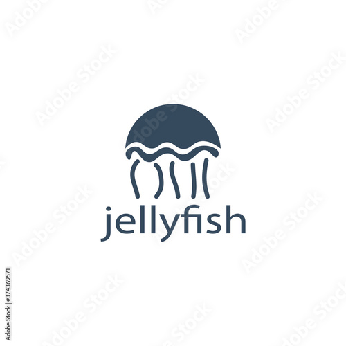 Jellyfish icon illustration, colorful logo template design, vector