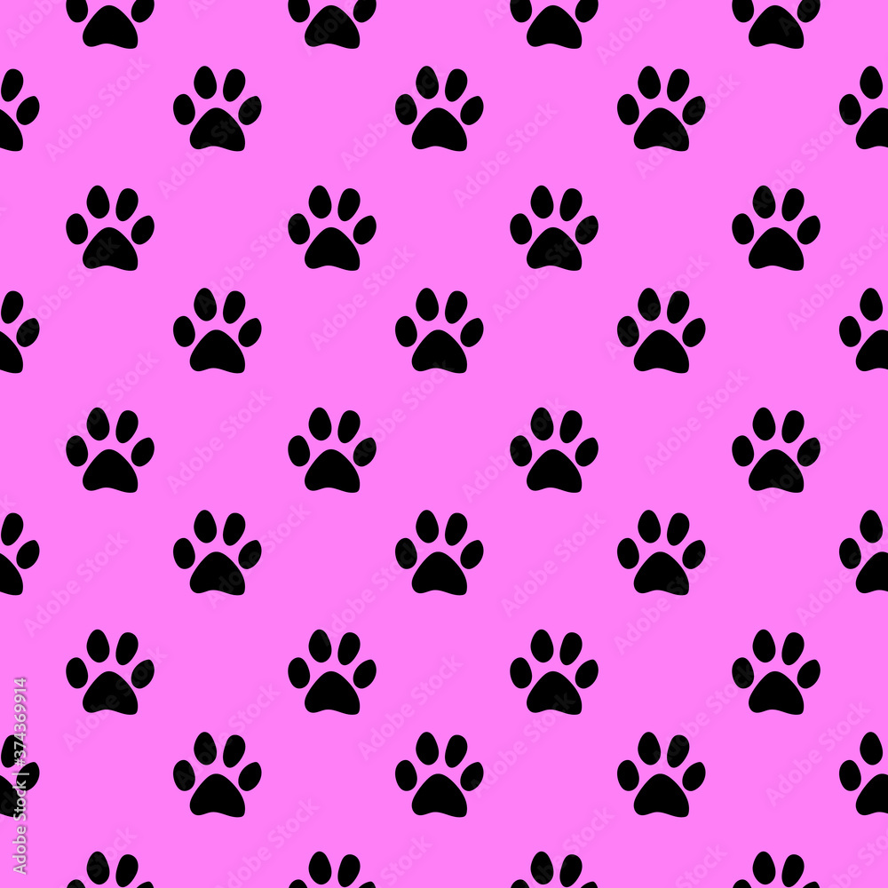 Fototapeta premium Vector seamless pattern with cat footprints. Can be used for wallpaper, web page background, surface textures.