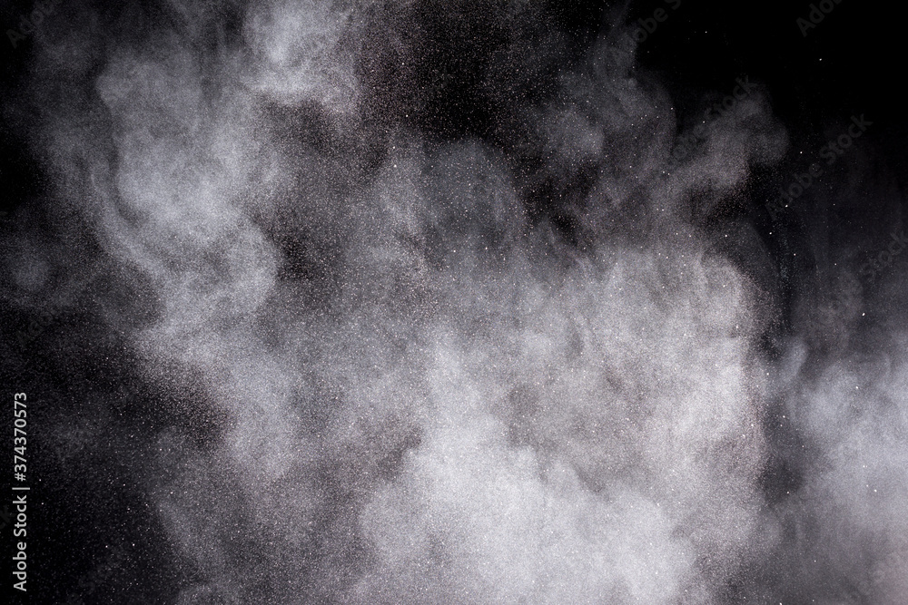 Explosion of white powder Hi Resolution isolated on black background. 