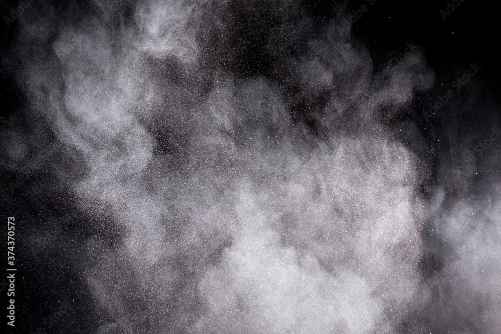 Fototapeta premium Explosion of white powder Hi Resolution isolated on black background. 
