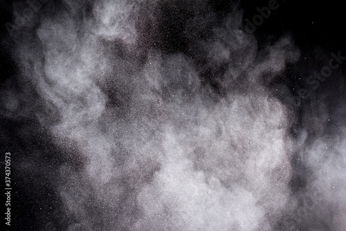 Explosion of white powder Hi Resolution isolated on black background. 
