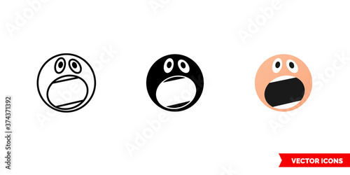 Scared emotion icon of 3 types color, black and white, outline. Isolated vector sign symbol.